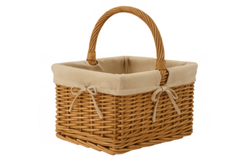 Wicker basket with fabric liner and handle