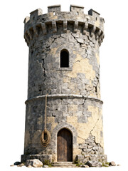 Isolated Medieval Stone Castle Tower 3D Render