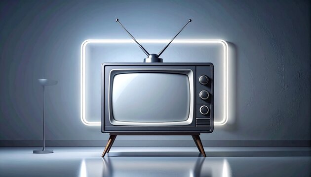 Minimalist line art illustration for World Television Day 21 November in 4K UHD, featuring clean TV outline, modern layout, and elegant copy space