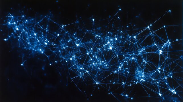 Glowing Blue Network of Interconnected Points Creates a Modern Abstract SciFi Design