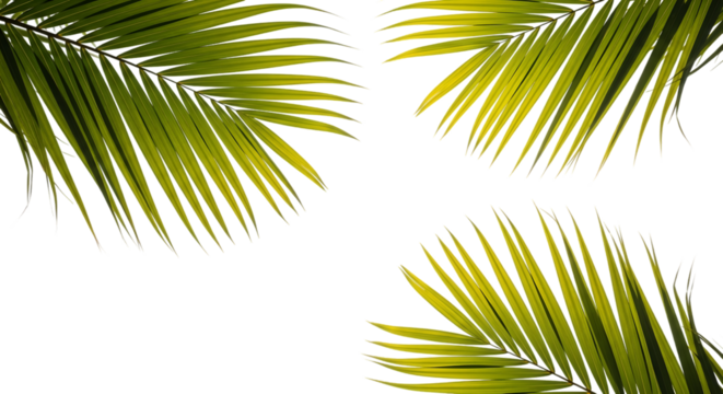 Vibrant green palm fronds against dark background - Powered by Adobe