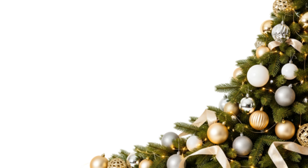 Elegant christmas tree corner decoration with ornaments