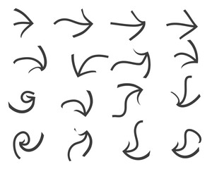 Artistic Hand-Drawn Vector Icons with Smooth Lines for Elegant Design, Directional Movement, and Creative Navigation