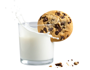 Cookie Half-Dipped in Milk, Close-Up, Transparent PNG