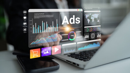 Digital marketing dashboard helps analyze advertising performance, monitor campaign results, and...