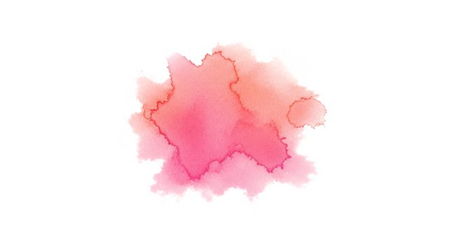 Vibrant watercolor splash with soft pink and orange hues isolated on transparent background