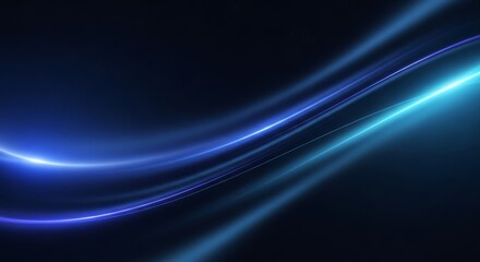 Obraz premium Abstract dark background with glowing blue curved lines creating a dynamic and modern feel design