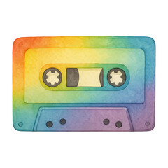 Obraz premium PNG Colorful retro cassette illustration.