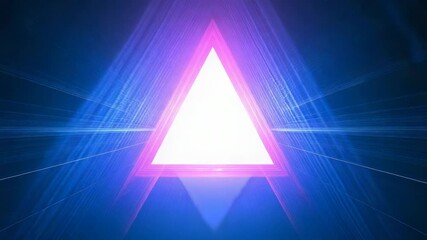 Abstract neon triangle light tunnel with glowing pink and blue - Powered by Adobe