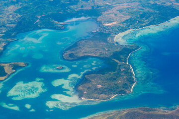 Aerial view of islands in the sea