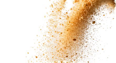 Explosion of fine golden powder against black background