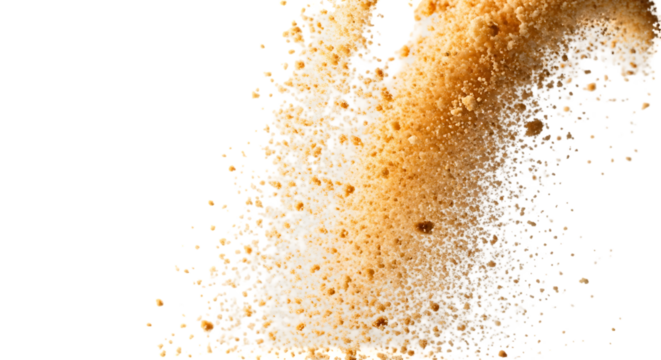 Explosion of fine golden powder against black background