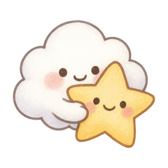 PNG Cute cloud hugging smiling star