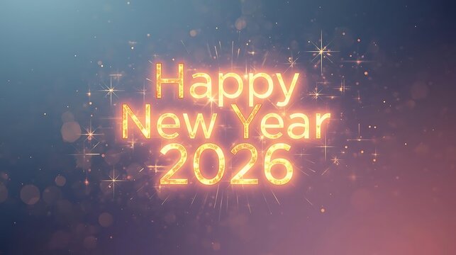 Happy New Year Celebration Glowing Text Effect For 2026 Festive Occasion