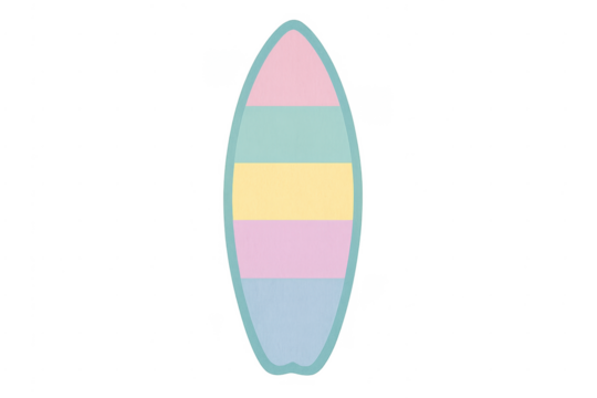 Surfboard with pastel stripes on transparent background - Powered by Adobe