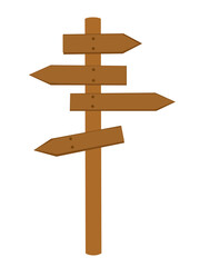 Wooden signpost with arrows on black background