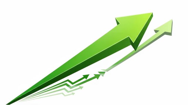 Green arrow pointing upwards, symbolizing growth and success