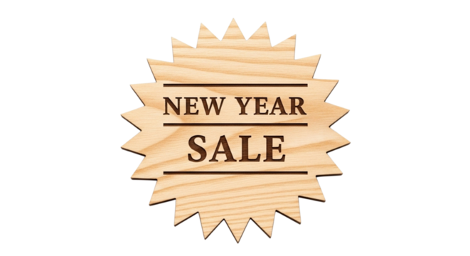 New year sale wooden badge