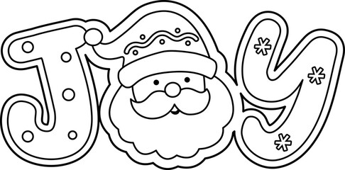 Christmas "JOY" cookie text outline and template.
Gingerbread "JOY" text Children's coloring pages.
The word joy and Santa Claus.
Transparent background. SVG.