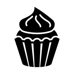 Delicious black cupcake vector illustration for bakery logo design and dessert menu decoration