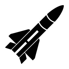 Explore outer space with this simple black and white rocket ship vector graphic for your next project