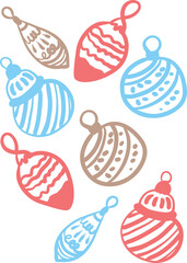 Christmas Ornament Line Art Sketch, Minimal Hand Drawn Holiday Decoration, New Year Bauble Illustration