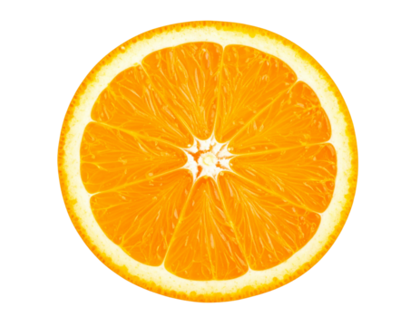 Circular Orange Slice with Juicy Texture, Transparent PNG
