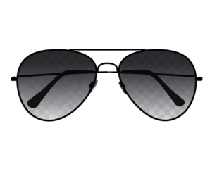 Classic Aviator Sunglass Silhouette Vector, Bold Icon Style, Transparent Background