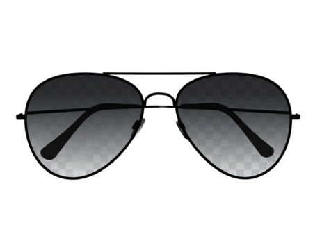 Classic Aviator Sunglass Silhouette Vector, Bold Icon Style, Transparent Background