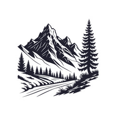 Obraz premium Bold mountain ridge silhouette with sharp peaks background