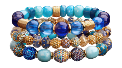 necklace with blue beads on the white background