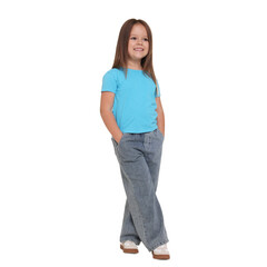 Fototapeta premium Portrait of cute little girl on white background