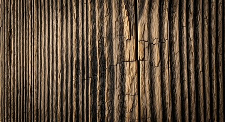Dramatic Vertical Striped Wood Texture Background Featuring Deep Recessed Grooves And Strong Contrast Lighting Highlighting The Weathered Natural Grain Pattern And Rustic Timber Surface Deta