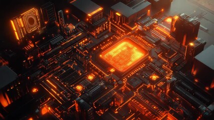 Glowing circuit board processing digital data technology concept - Powered by Adobe