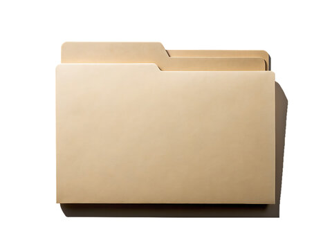A single manila file folder with two tabs is shown isolated on a transparent background isolated on transparent background
