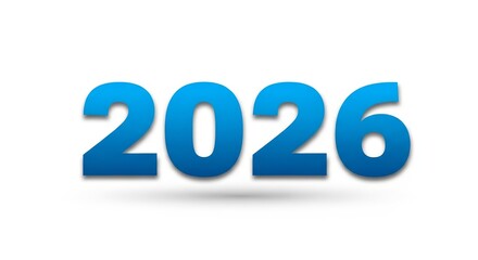Year Two Thousand Twenty Six - Blue numbers showing 2026. Symbolizing future, date, celebration, year, event