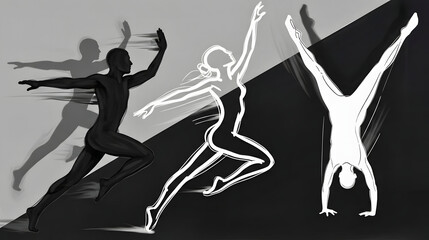 Expressive Motion Silhouettes of Human Figures in Running and Handstand Poses