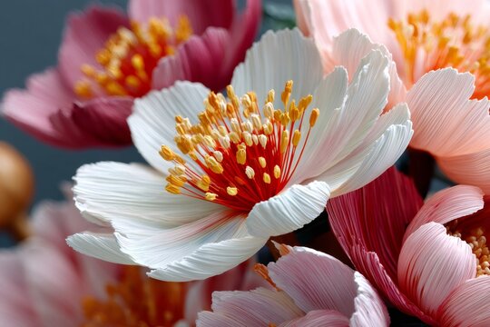 Handmade colorful paper flowers creating beautiful craft artwork - Powered by Adobe