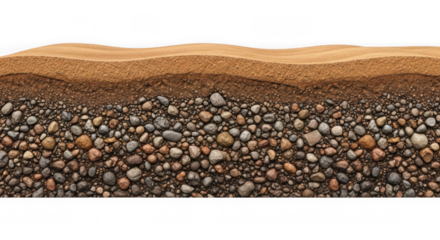 Cross section of soil with sand and gravel