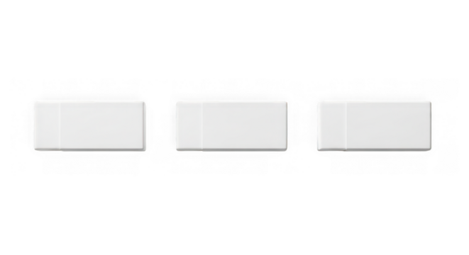 Three white eraser