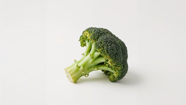Fresh broccoli from the vegetable market on a plain white background. Healthy food and nutrition, healthy diet concept. Fresh vegetables and healthy eating.