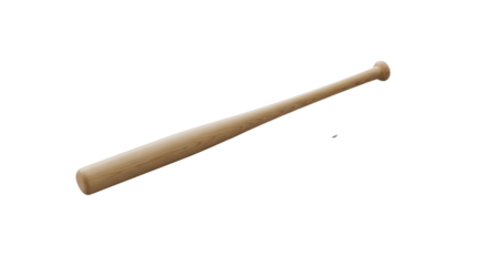 Meticulously clean, light wooden baseball bat poised on a polished light grey minimalist office desk with silver pen, black tablet. Soft studio light. Strategic business potential concept