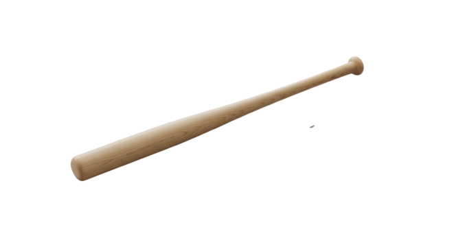 Meticulously clean, light wooden baseball bat poised on a polished light grey minimalist office desk with silver pen, black tablet. Soft studio light. Strategic business potential concept - Powered by Adobe