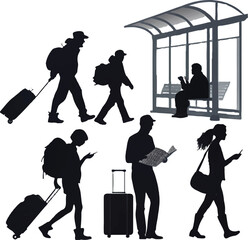 Obraz premium “Traveler & Tourist Silhouette Set”