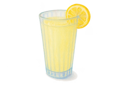 Refreshing lemonade glass with lemon slice transparent background - Powered by Adobe