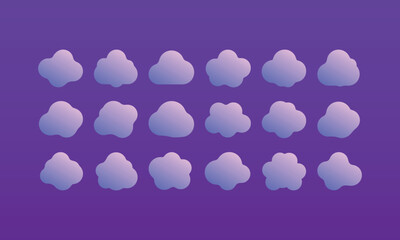 Cloud Silhouette Vector Illustration Set