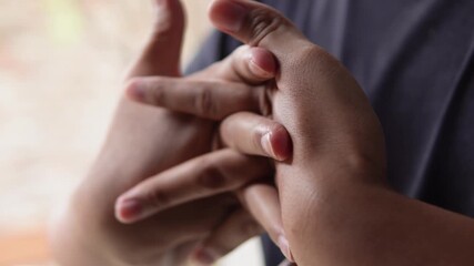 Someone cracking their fingers. Sore fingers. Nervous activity. Hand gesture. Warm-up.