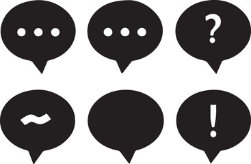Chat icon set. Black speech bubble collection. Set of speech bubble. Speech bubble comic.