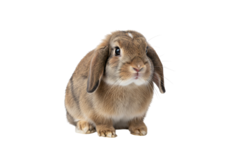 Isolated Holland Lop rabbit on a Transparent Background.