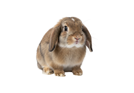 Isolated Holland Lop rabbit on a Transparent Background.